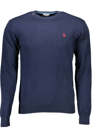 U.S. Polo Assn. Strik, Herre, Blå, XL, Bomuld, Blå Crewneck Sweater Burt