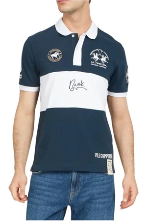 La Martina Top, Herre, Blå, L, Bomuld, Blå Bomuld Jersey Polo Skjorte