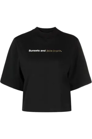 Palm Angels Top, Dame, Sort, L, Sunsets Tee Sort T-shirts Polos