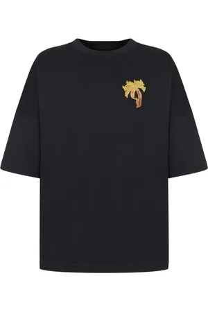 Palm Angels Top, Herre, Sort, S, Bomuld, Sort Logo Print T-shirt