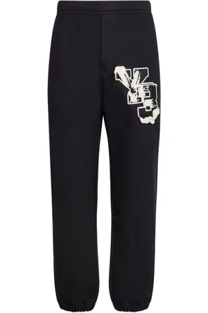 Y-3 Bukser, Herre, Sort, S, Sorte grafiske bukser med logo-patch