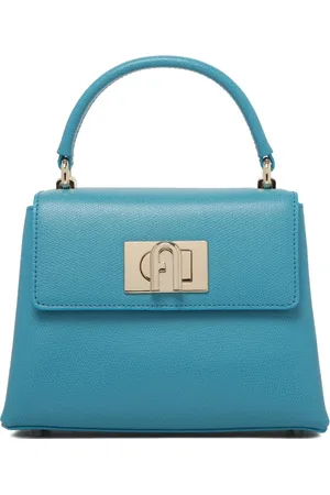 Furla Taske, Dame, Blå, ONE SIZE, Uld, Turkis Mini Håndtaske med Twist-Lock