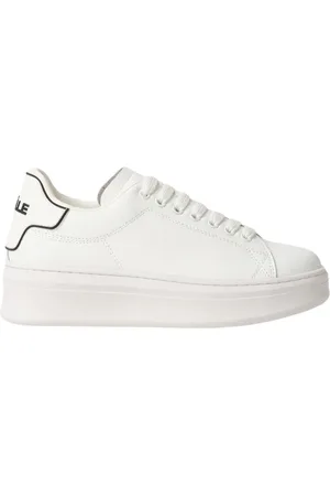 GAËLLE Sko, Dame, Hvid, 40 EU, Læder, Hvide Læder Sneakers med Gummi Patch