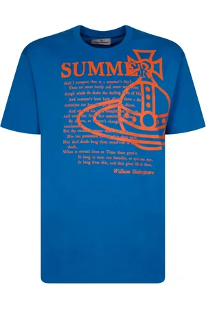 Vivienne Westwood Top, Herre, Blå, L, Bomuld, Blå sommer T-shirt med tonal syning