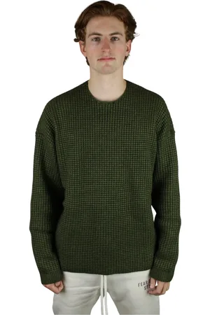 FEAR OF GOD Strik, Herre, Grøn, XS, Militær Heavy Waffle Crewneck
