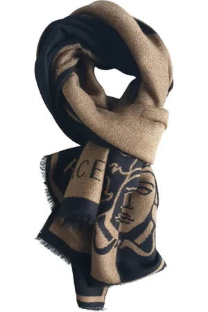 VERSACE Tilbehør, Dame, Flerfarvet, ONE SIZE, Uld, Brun Pashmina Uld Tørklæde Sjal