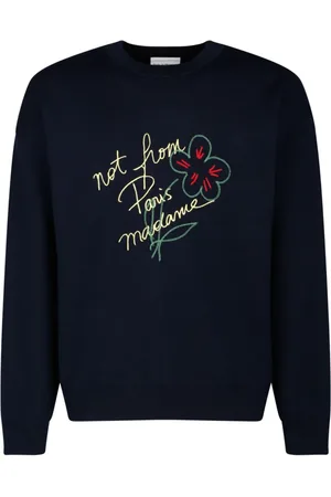 Drôle de Monsieur Strik, Herre, Blå, S, Bomuld, Marineblå Sweatshirt med Slogan Print