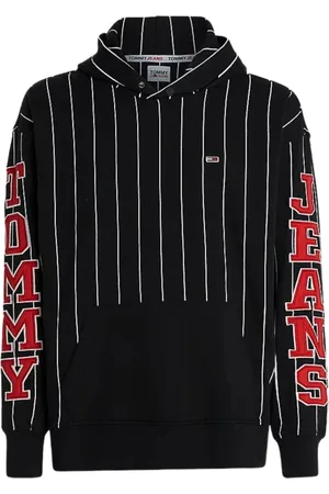 Tommy Hilfiger Sweathshirts & Hoodies, Herre, Sort, XL, Bomuld, Pinstripe hættetrøje i bomuld sort