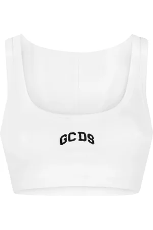 GCDS Top, Dame, Hvid, S, Bomuld, Logo Lounge Mini Top