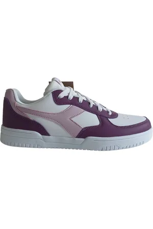Diadora Sko, Dame, Lilla, 37 EU, Læder, Hvide syntetiske lave top sneakers