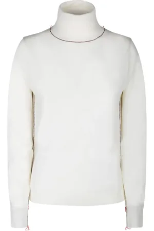 Maison Margiela Strik, Dame, Hvid, M, Uld, Hvid Uld Kontrast Trim Jumper
