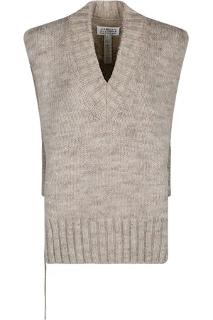 Maison Margiela Strik, Dame, Brun, M, Uld, Lysbrun Strikket Top Jakke