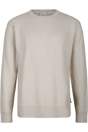 Calvin Klein Strik, Herre, , S, Bomuld, Lys Crew Neck Sweater