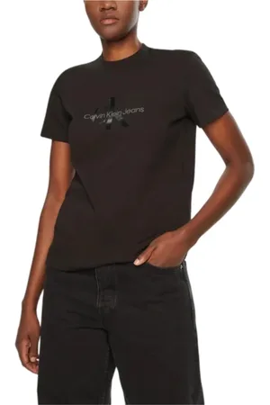 Calvin Klein Top, Dame, Sort, S, Bomuld, Sort Bomulds T-shirt Kort Ærme