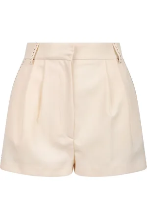 Elisabetta Franchi Shorts, Dame, , L, Uld, Kort creme uld shorts med kontrastsyning