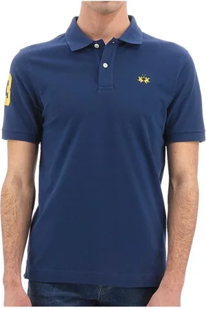 La Martina Top, Herre, Blå, XL, Bomuld, Blå Herre Polo Shirt Kortærmet