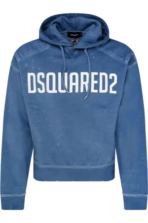 Dsquared2 Sweathshirts & Hoodies, Herre, Blå, M, Bomuld, Lys Blå Logo Print Hættetrøje