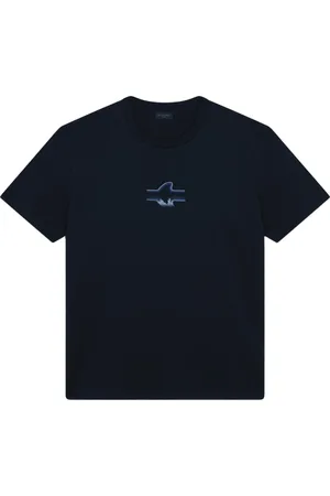 Paul & Shark Top, Herre, Blå, 4XL, Bomuld, Fin Broderet Bomuld Jersey T-shirt