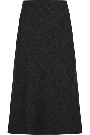 Maison Margiela Nederdel, Dame, Grå, S, Uld, Mørk Grå Herringbone Trapeze Nederdel