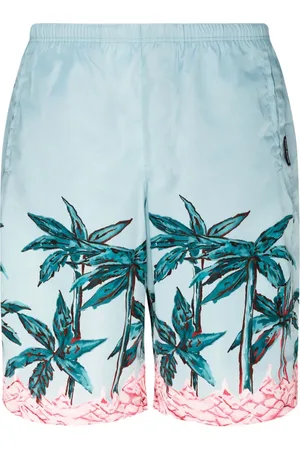 Palm Angels Badetøj, Herre, Blå, M, Uld, Grafisk Print Badeshorts i Blå