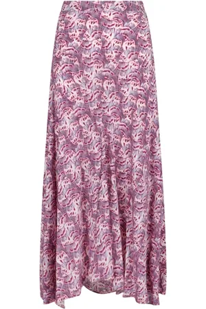 Isabel Marant Nederdel, Dame, Flerfarvet, XS, Mauve Sakura Lang Crepe Nederdel