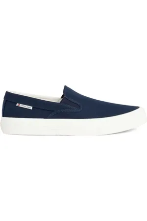 Tommy Hilfiger Sko, Herre, Blå, 45 EU, Marineblå Lærred Slip-On Sneakers