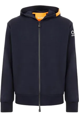 sunseeker Sweathshirts & Hoodies, Herre, Blå, 2XL, Bomuld, Hættetrøje med lynlås og orange detalje