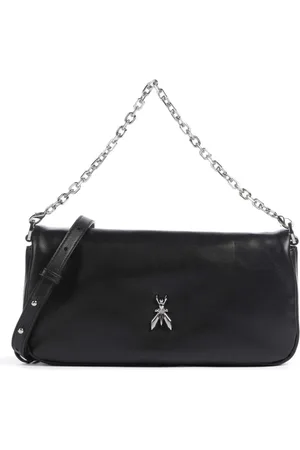 Patrizia Pepe Taske, Dame, Sort, ONE SIZE, Læder, Sort læder crossbody taske med metal fly