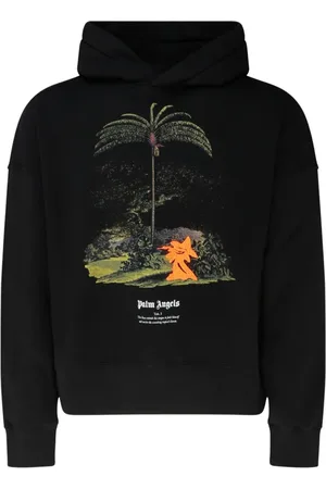 Palm Angels Sweathshirts & Hoodies, Herre, Sort, S, Bomuld, Sort Bomuldshættetrøje Enzo Grafisk Print