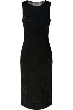 Givenchy Kjole, Dame, Sort, XS, Tyl, Sort Jacquard Tyl Drape Kjole