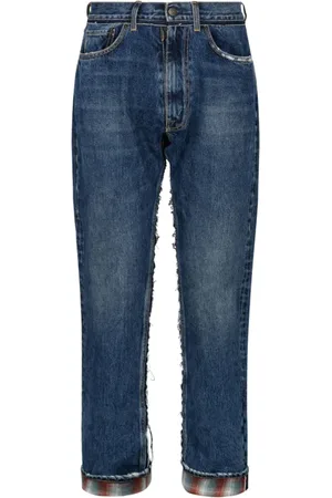 Maison Margiela Jeans, Herre, Blå, W31, Bomuld, Indigo Ripped Straight Leg Jeans