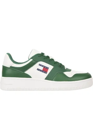 Tommy Hilfiger Sko, Herre, Grøn, 42 EU, Læder, Retro Grønne Basket Sneakers