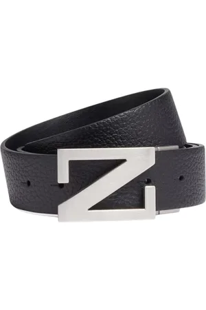 Ermenegildo Zegna Tilbehør, Herre, Sort, 115 CM, Læder, Sort Monogram Spænde Læderbælte