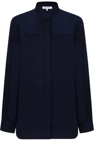 Maison Kitsuné Bluser & Skjorter, Dame, Blå, XS, Polyester, Navy Kravetløs Skjorte