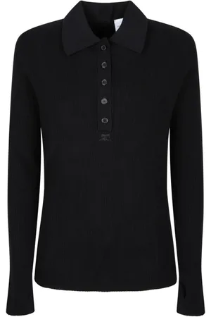 Courrèges Strik, Dame, Sort, M, Bomuld, Sort Polo Jumper med Logo