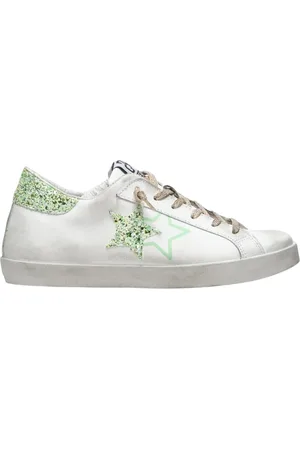 2STAR Sko, Dame, Hvid, 40 EU, Uld, Hvide Glitter Lave Top Sneakers Kvinder