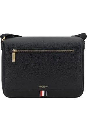 Thom Browne Taske, Herre, Sort, ONE SIZE, Uld, Læder skuldertaske med magnetisk klap