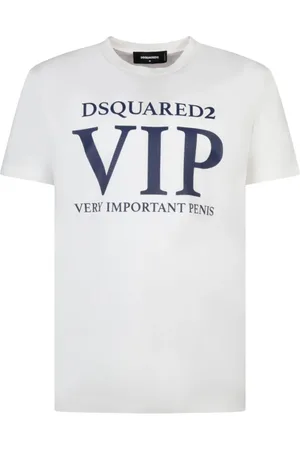 Dsquared2 Top, Herre, Hvid, XL, Bomuld, Hvid Vip T-shirt med bogstavtryk