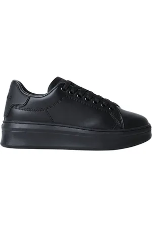 GAËLLE Sko, Dame, Sort, 35 EU, Læder, Sorte Sneakers med Gummi Patch til Kvinder