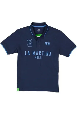 La Martina Top, Herre, Blå, L, Bomuld, Broderet Logo Bomuld Polo Skjorte Blå