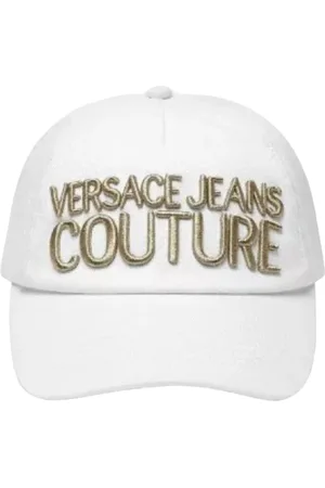 VERSACE Tilbehør, unisex, Hvid, ONE SIZE, Uld, Hvid Baseball Cap Broderet Guld