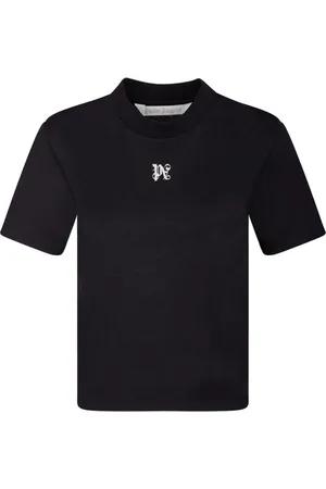 Palm Angels Top, Dame, Sort, XS, Bomuld, Sort Logo Print T-shirt