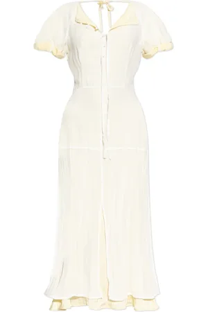 Jil Sander Kjole, Dame, Gul, XS, Kjole med dekorativ rynkning