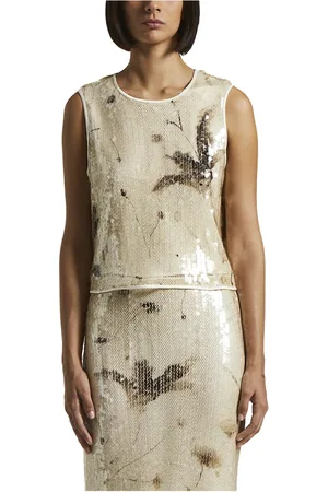 PESERICO SIGN Top, Dame, , XS, Uld, Paillet Lurex net top