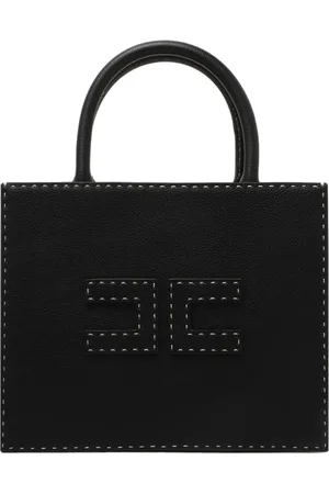 Elisabetta Franchi Taske, Dame, Sort, ONE SIZE, Læder, Sort Lille Tote Taske med Kontrastsyning