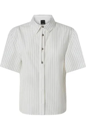 Pinko Bluser & Skjorter, Dame, Hvid, XS, Bomuld, Stribet Hvid Bomuldsskjorte