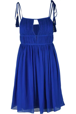 Patrizia Pepe Kjole, Dame, Blå, XS, Chiffon, Chiffon Kort Kjole med Lynlåslukning