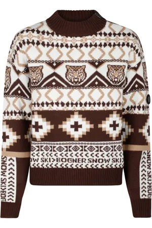 Bogner Strik, Dame, Brun, M, Uld, Beige og Brun Jacquard Sweater