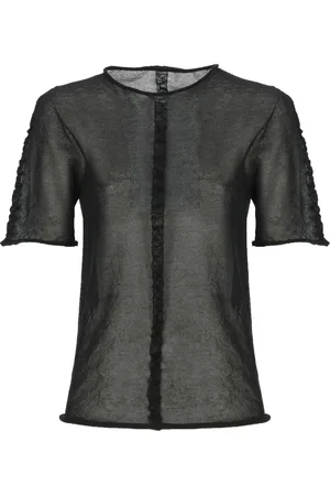 UMA WANG Top, Dame, Sort, M, Bomuld, Sort Bomulds T-shirt Rund Hals Korte Ærmer