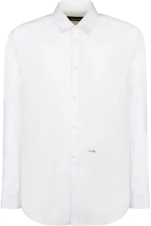 Dsquared2 Skjorte, Herre, Hvid, XL, Hvid afslappet skjorte med broderi
